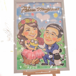 ★A3サイズ★大人数OK★結婚式の似顔絵ウェルカムボード 6枚目の画像