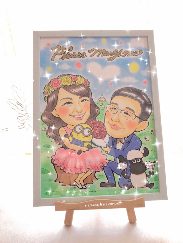 ★A3サイズ★大人数OK★結婚式の似顔絵ウェルカムボード 6枚目の画像