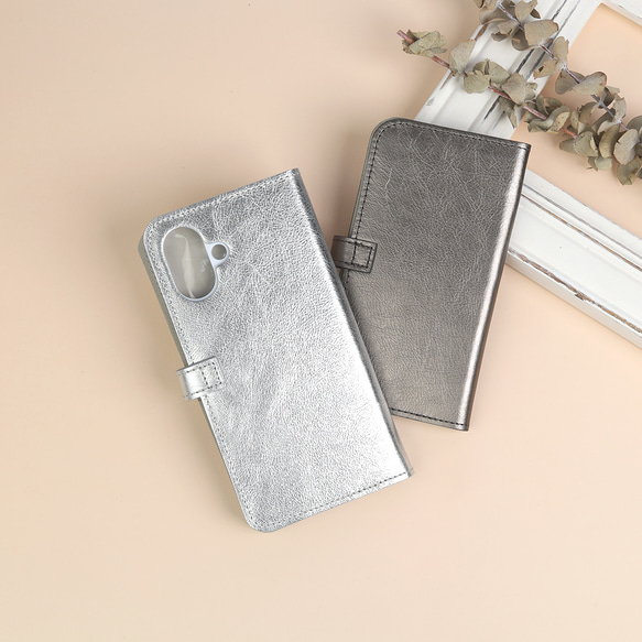 【箔加工スマホ/全3色】ワンランク上の大人の上品手帳型スマホケース【全機種対応】【i phoneケース/android】 4枚目の画像