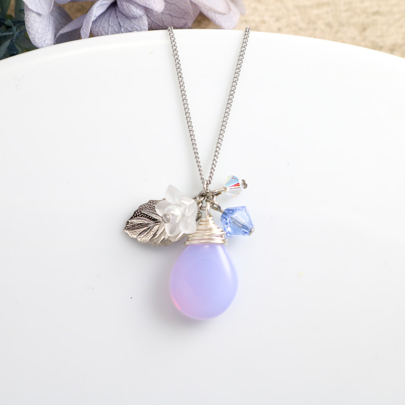色変わり　紫陽花ドロップのネックレス 2枚目の画像
