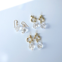 【再販・ラスト】14kgf　クリスタルクォーツの一粒ピアス　天然石　クラック水晶　 13枚目の画像