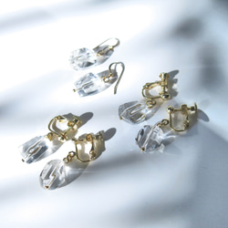 【再販・ラスト】14kgf　クリスタルクォーツの一粒ピアス　天然石　クラック水晶　 14枚目の画像