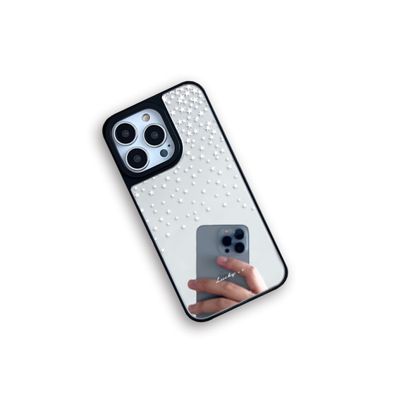 iphone7/7plus☆ミラーグリッターに名前が入れられるケース ミラー / フラッグ タグ ☆ 名入れ可【スマホケース・耐衝撃