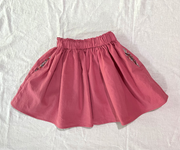ウィルトシャー/リバティポケットのギャザースカート/ピンク/100〜160 7枚目の画像