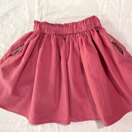 ウィルトシャー/リバティポケットのギャザースカート/ピンク/100〜160  