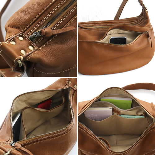 本牛革 レザー斜め掛けショルダーバッグ banana （キャメル