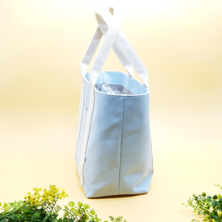 A4対応！機能的な間仕切りポケットMLトート☆サックス×キナリ 5枚目の画像