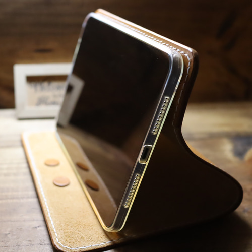 iPad mini 用 タブレットケース 栃木レザー 本革 ヌメ革 ナチュラル