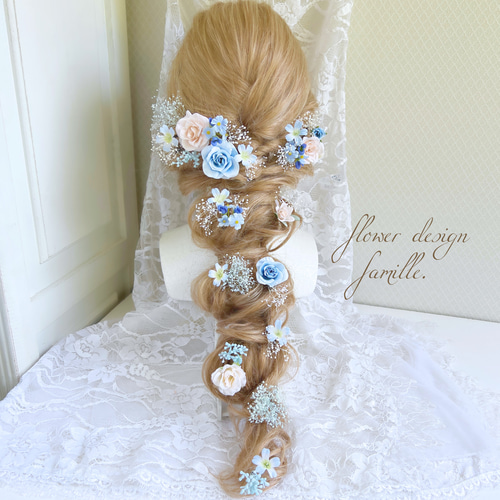 水色 ホワイト プリンセスの髪飾り ✧ ヘッドドレ ブルー 前撮り