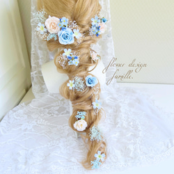 MIKA様♡水色薔薇ヘアピンとチャームのセット☆*。 MIKA様♡水色薔薇ヘアピンとチャームのセット☆*。