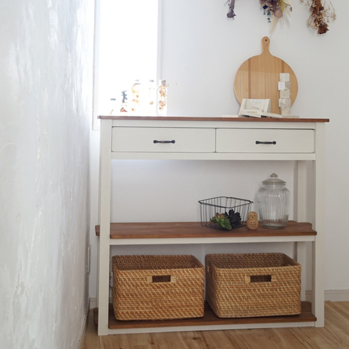 新改良版*コンソールシェルフ / 飾り棚 / 収納棚 / 引出し付/ キッチン