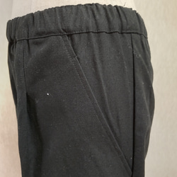 コットンリネン　ワイドパンツ　ブラックパンツ　黒　　綿麻　Lサイズ 2枚目の画像