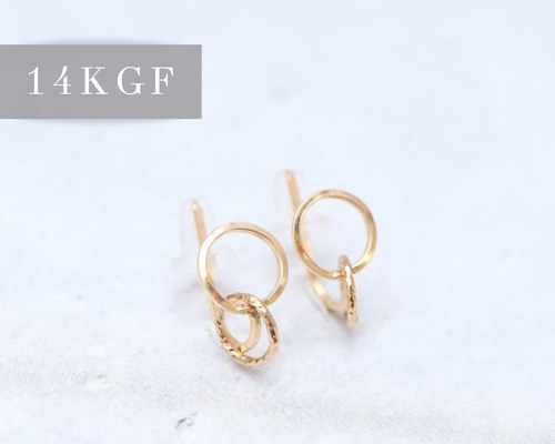 チャーム付け替え対応］14kgf/線のイヤリング(W