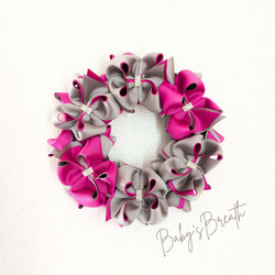 再販」 リボンリース グレー モノトーン リース double M 通販 9023027