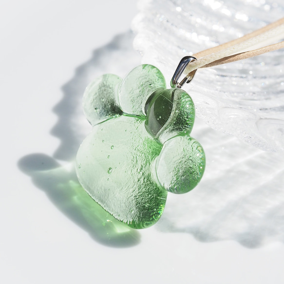 狗♪貓♪爪玻璃「Nikukyu[綠色]」項鍊[可以選擇顏色和繩子長度][定制]≪免運費≫ 第7張的照片