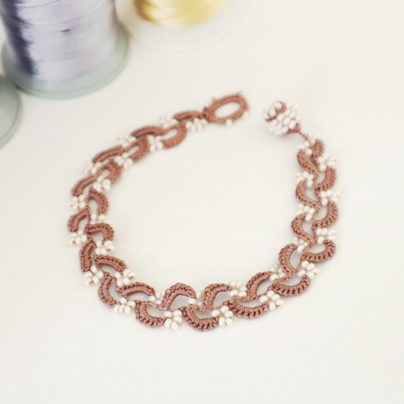 OYA crochet bracelet [RIVIERE] Milk Cocoa 第3張的照片