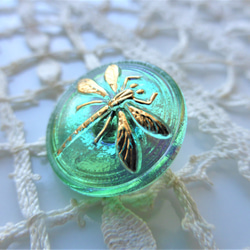 トンボ　羽衣　チェコガラスボタンCzech Glass Button1個 2枚目の画像