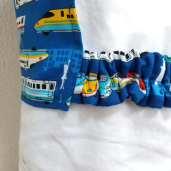 新幹線A（青）子供用三角巾　ゴム紐付 3枚目の画像