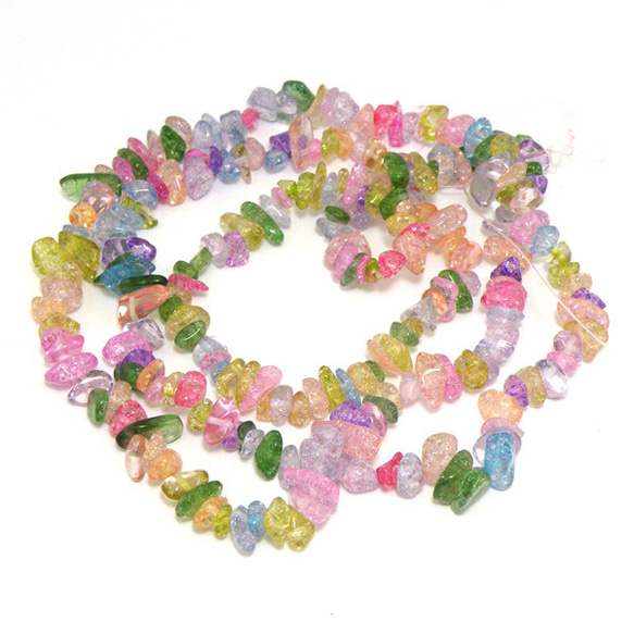 天然石 ビーズ ライン 卸売　マルチカラー水晶(Multicolor quartz)　さざれ/チップビーズ　cqm-cb 1枚目の画像