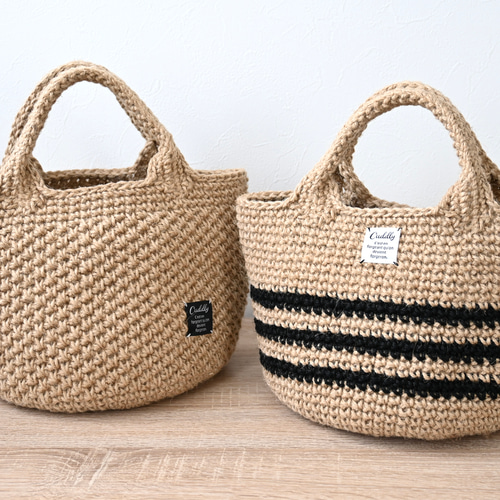 ぽってり麻紐バッグ 模様編み (タグ黒) かごバッグ c.door 通販