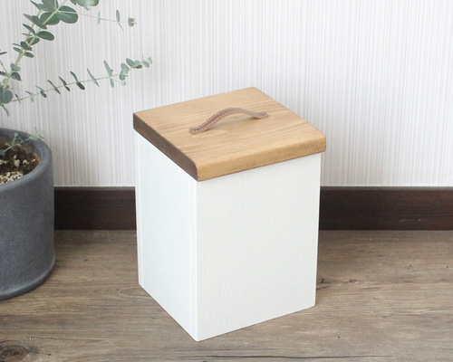 サニタリーボックス 【ホワイト×ウォルナット】かわいい おしゃれ 木製