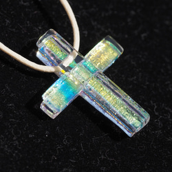 十字架ガラス『オーロラクロス』ネックレス【紐の色、長さ選べます】≪送料無料≫ 12枚目の画像