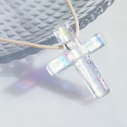 十字架ガラス『オーロラクロス』ネックレス【紐の色、長さ選べます】≪送料無料≫ 7枚目の画像