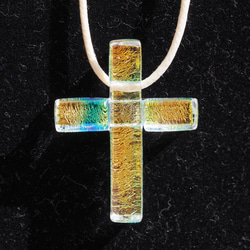十字架ガラス『オーロラクロス』ネックレス【紐の色、長さ選べます】≪送料無料≫ 11枚目の画像