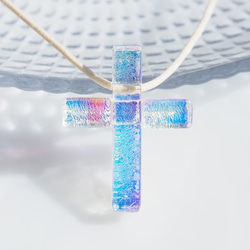 十字架ガラス『オーロラクロス』ネックレス【紐の色、長さ選べます】≪送料無料≫ 8枚目の画像