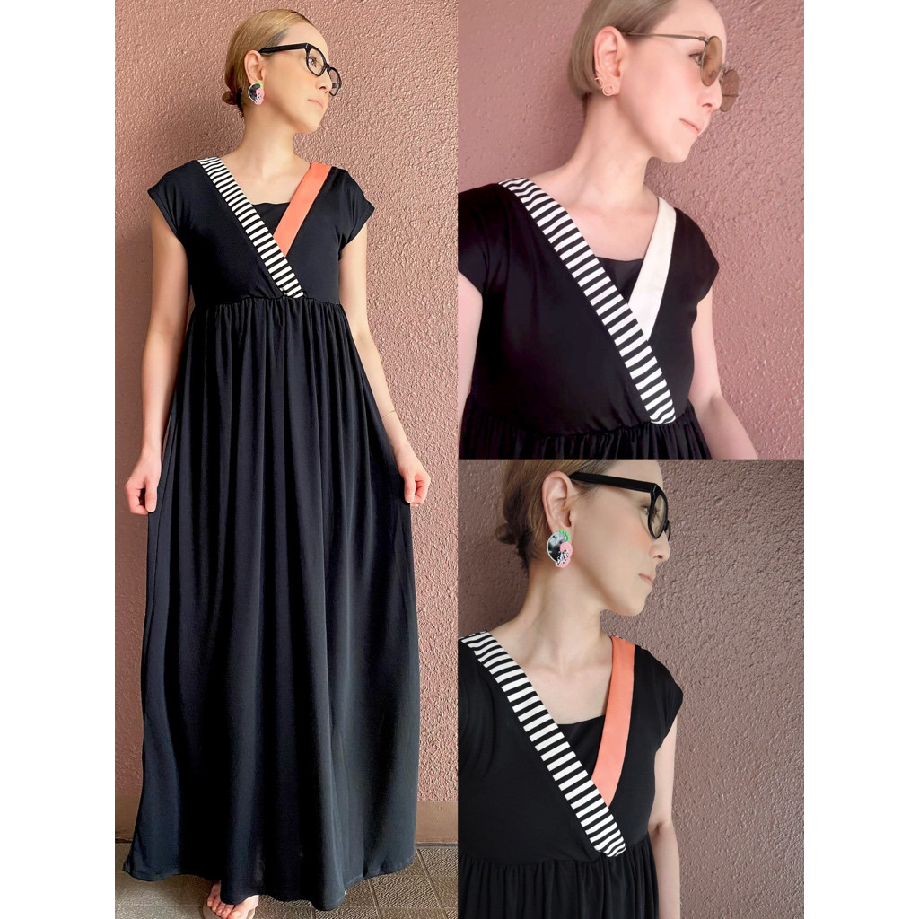 RATA❤️2色有❤️長さも選べる❣️『体を包みこむ大人のマキシワンピース❤️』脚長効果の優秀シルエット❤️ブラック