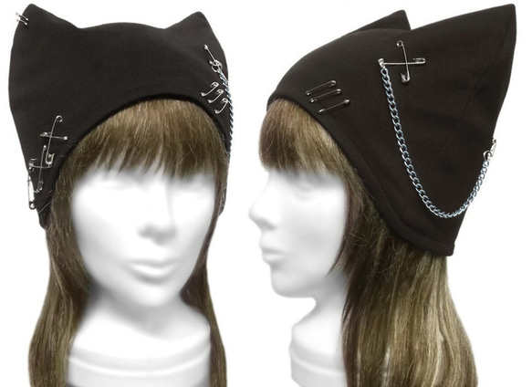 ♪328❤️ ねこ猫ネコ黒猫パールマスクチェーンマスクハンドメイド