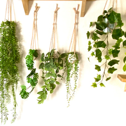 光触媒　観葉植物　ウォールグリーン　フェイクグリーン　壁掛けグリーンネックレス グリーンネックレスのハンギングプランツ（右から2番目） 壁掛け