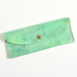 手工染色皮革筆袋“森林沐浴No.173（掛鉤筆袋/筆袋）” 第1張的照片