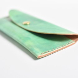手工染色皮革筆袋“森林沐浴No.173（掛鉤筆袋/筆袋）” 第3張的照片