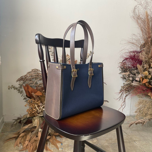 Sサイズ・カラーは無限大】着せ替え可能なレザー×帆布トートバッグ