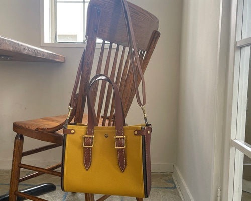 Sサイズ・カラーは無限大】着せ替え可能なレザー×帆布トートバッグ