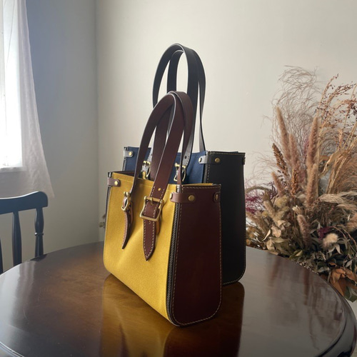 Sサイズ・カラーは無限大】着せ替え可能なレザー×帆布トートバッグ