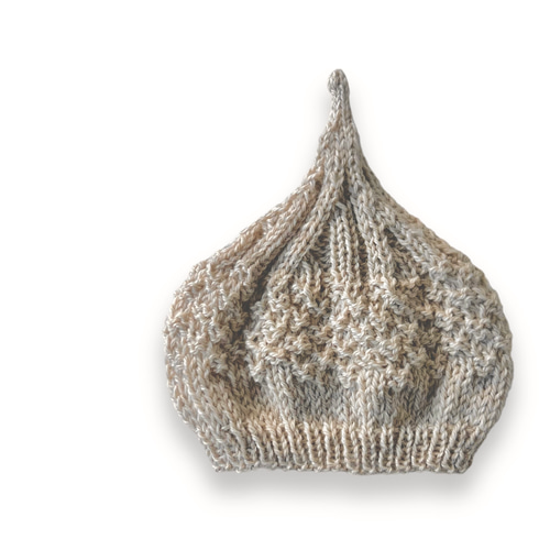 新作!! ウール手編みどんぐり帽子 ライトベージュ フリーサイズ プチ
