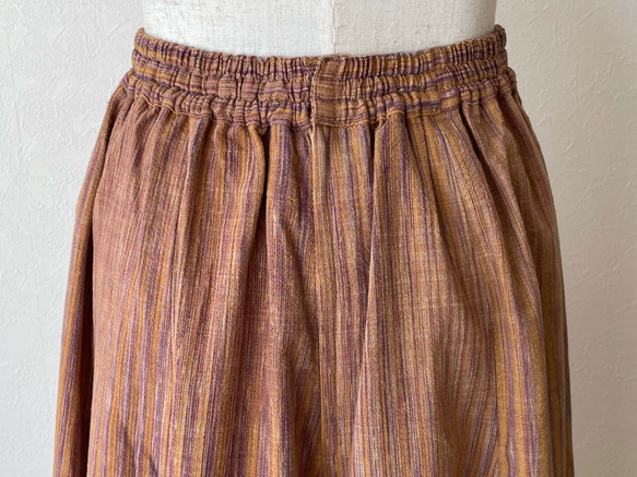 手織り綿で仕立てたギザギザ裾のスカート ロング コットン100% フリーサイズ 9枚目の画像