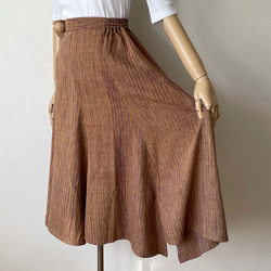 手織りコットンスカート　コットンマットミー　注文品　新品　タイ製 手織り綿で仕立てたギザギザ裾のスカート ロング コットン100