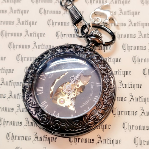 再販×64】No.135手巻き式懐中時計（クローム・猫・立体のび猫） 腕時計