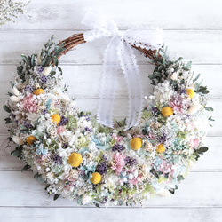 野花たっぷりナチュラルリースブーケ＊プリザーブドフラワー&ドライ