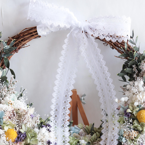 お花たっぷりの造花リース♪ アートフラワーギフト！『フラワーリース』お花たっぷり