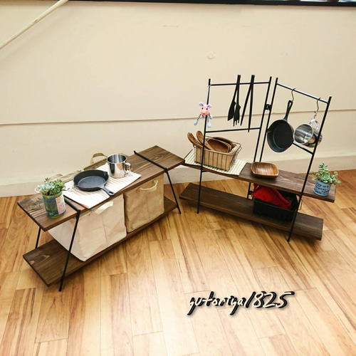 □□アイアンラック２台セット□ 超軽量 おしゃれキャンプ アウトドア