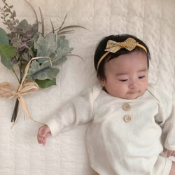 baby headband　✴︎ドットミニヨン&flower 8枚目の画像