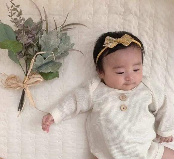 baby headband　✴︎ドットミニヨン&flower 8枚目の画像