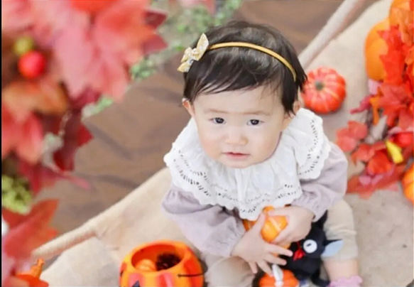 baby headband　✴︎ドットミニヨン&flower 9枚目の画像