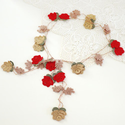 OYA crochet 150cm lariet [ROSE Classic] Red & Gold 第3張的照片