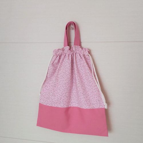 ◇30×35 可愛らしい小さな小花 持ち手付き体操服袋 巾着袋 体操服袋 