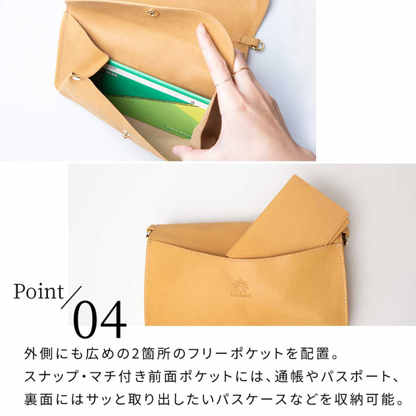 【10%off タイムセール】お財布ポシェット ポーチ カード16枚  本革 長財布 レディース ネイビー HAW013 12枚目の画像